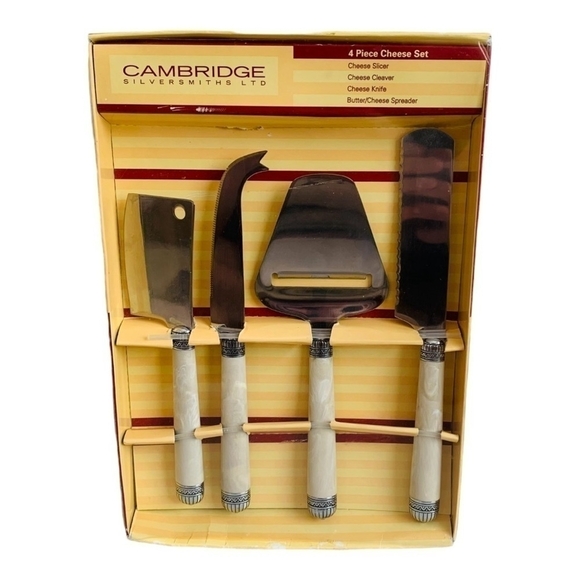 NIB Cheese Cutters Cambridge 4 Piece Gourmet Cheese Stainless Steel Knife Set - Picture 3 of 4
